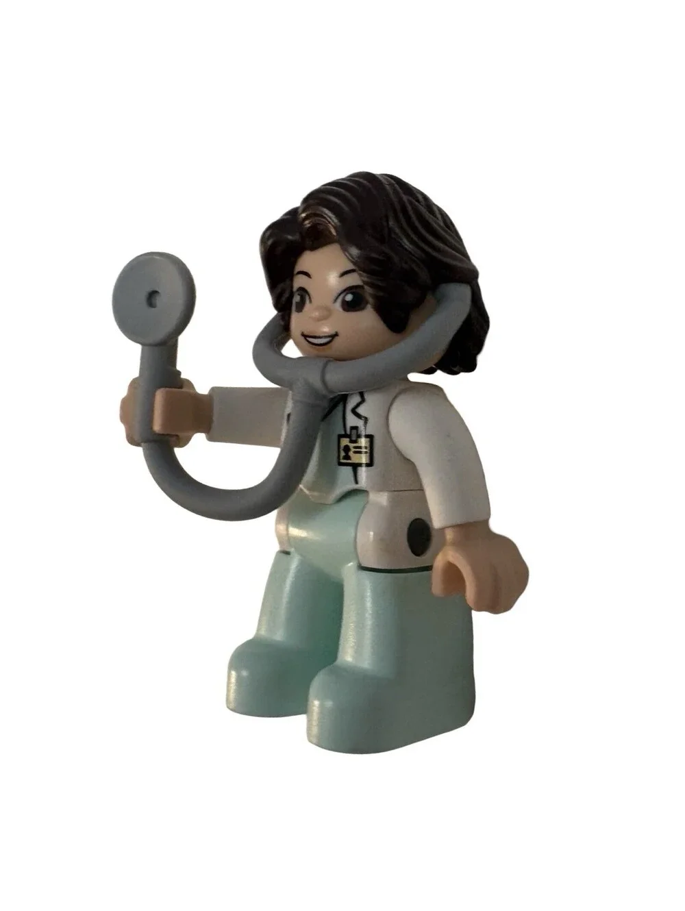 LEGO Duplo Doctor Woman Aqua Pants White Shirt Stethoscope Black Hair Girl Mom